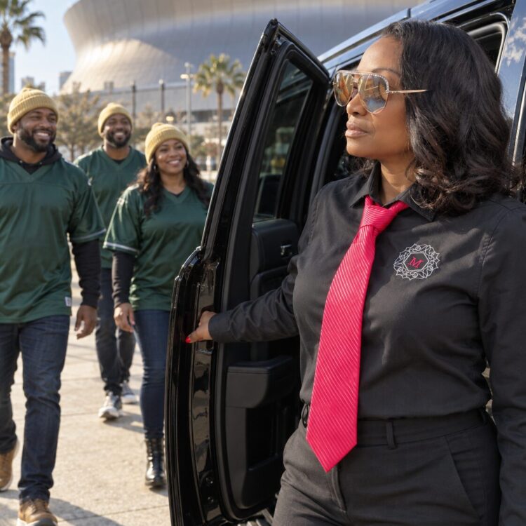 Motorvate chauffeur Monique at the Superdome with Packers fans arriving