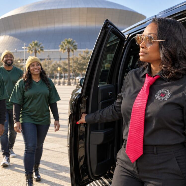 Motorvate chauffeur Monique at the Superdome with Packers fans arriving